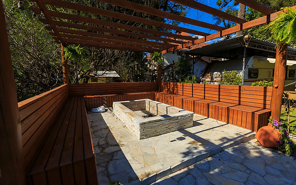 Low garden retaining wall