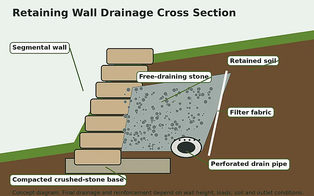Retaining wall planning illustration